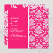 Invitation Hot Pink Mariage damassé (Devant / Derrière)