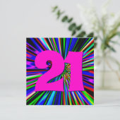 Invitation Hot Pink Neon Lights Club 21e anniversaire (Debout devant)