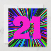 Invitation Hot Pink Neon Lights Club 21e anniversaire (Devant)