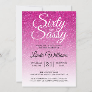 Invitation Hot Pink Parties scintillant Ombre 60 et Sassy 60e