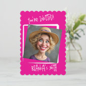 Invitation Hot Pink personnalisé 30e anniversaire (Debout devant)