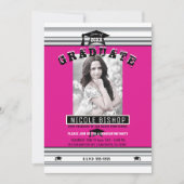 Invitation Hot Pink Silver Élégante fête de graduation photo (Devant)