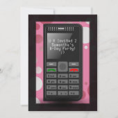 Invitation Hot Pink Téléphone Ado Anniversaire Fête Invitatio (Devant)