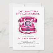 Invitation Hot Pink téléphone Appelez les filles Anniversaire (Devant)