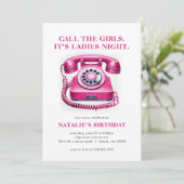 Invitation Hot Pink téléphone Appelez les filles Anniversaire (Debout devant)