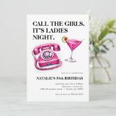 Invitation Hot Pink téléphone Appelez les filles Anniversaire (Debout devant)