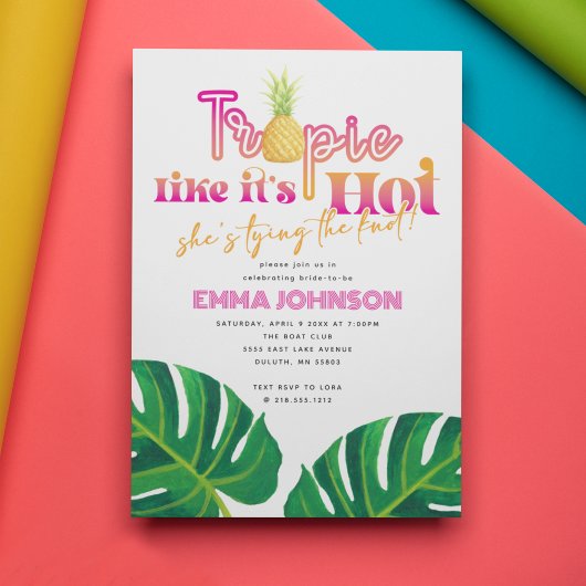 Invitation Hot Pink Tropic Comme c'est Hot Bachelorette Party