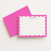 Invitation Hot Pink Wavy Frame Note Card