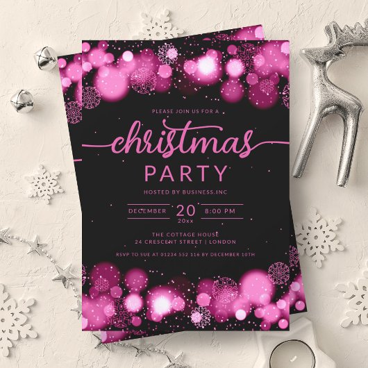 Invitation Hot Pink Winter Wonderland Entreprise Noël