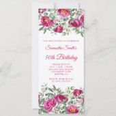 Invitation Hot rose Aquarelle Peonies 50e anniversaire (Devant)
