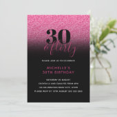 Invitation Hot Rose & Black Faux Parties scintillant 30 & Fli (Debout devant)
