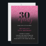 Invitation Hot Rose & Black Faux Parties scintillant 30 & Fli<br><div class="desc">Peut être entièrement customisé pour répondre à vos besoins. © Gorjo Designs. Fait pour vous via la plateforme Zazzle. // Vous cherchez des articles correspondants ? Autre papeterie de l'ensemble disponible dans la section "collections" de mon magasin. // Besoin d'aide pour customiser votre design ? Vous avez d'autres idées ?...</div>