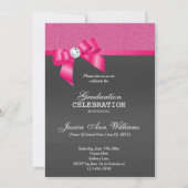 Invitation Hot Rose & Black Graduation Party (Dos)