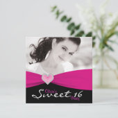 Invitation Hot rose Black Sweet 16 Anniversaire (Debout devant)