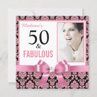 Hot rose blanc noir damask 50e anniversaire