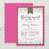 Invitation Hot Rose, Blanc, Taupe Parti de retraite Brown (Devant / Derrière)