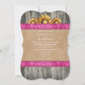 Invitation Hot rose Brown Rustique Mariage de tournesol (Devant)