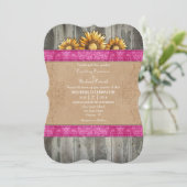 Invitation Hot rose Brown Rustique Mariage de tournesol (Debout devant)