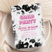 Invitation Hot Rose Cow Imprimer Chic Rustic Graduation Party