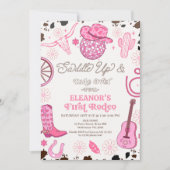 Invitation Hot rose Cowgirl Disco Ball Premier Rodéo Annivers (Devant)