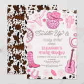 Invitation Hot rose Cowgirl Disco Ball Premier Rodéo Annivers (Devant / Derrière)