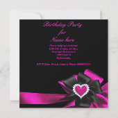 Invitation Hot rose Diamond Coeur Noir Bow Anniversaire (Dos)