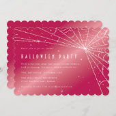 Invitation Hot Rose Diamond Spider Web Halloween Party (Devant / Derrière)