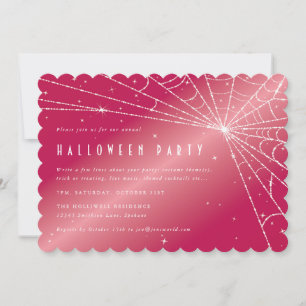 Invitation Hot Rose Diamond Spider Web Halloween Party
