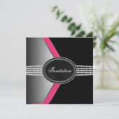 Invitation Hot rose et Black Party (Debout devant)