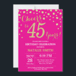 Invitation Hot rose et or 45e Anniversaire Diamond<br><div class="desc">Invitation de 45e anniversaire avec Arrière - plan diamant Parties scintillant rose et or chaud. Confetti d'or. Anniversaire adulte. Hommes ou Femmes Anniversaire. Pour plus de personnalisation,  cliquez sur le bouton "Customiser" et utilisez notre outil de conception pour modifier ce modèle.</div>