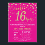 Invitation Hot rose et or Surprise 16e Anniversaire Diamond<br><div class="desc">Surprise 16e anniversaire Invitation avec Hot Pink et Gold Parties scintillant Arrière - plan diamant. Confetti d'or. Anniversaire enfant. Ado adolescent garçon ou fille anniversaire. Pour plus de personnalisation,  cliquez sur le bouton "Customiser" et utilisez notre outil de conception pour modifier ce modèle.</div>