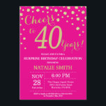 Invitation Hot rose et or Surprise 40e Anniversaire Diamond<br><div class="desc">Surprise 40e anniversaire Invitation avec Hot Pink et Gold Parties scintillant Arrière - plan diamant. Confetti d'or. Anniversaire adulte. Hommes ou Femmes Anniversaire. Pour plus de personnalisation,  cliquez sur le bouton "Customiser" et utilisez notre outil de conception pour modifier ce modèle.</div>