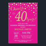 Invitation Hot rose et or Surprise 40e Anniversaire Diamond<br><div class="desc">Surprise 40e anniversaire Invitation avec Hot Pink et Gold Parties scintillant Arrière - plan diamant. Confetti d'or. Anniversaire adulte. Hommes ou Femmes Anniversaire. Pour plus de personnalisation,  cliquez sur le bouton "Customiser" et utilisez notre outil de conception pour modifier ce modèle.</div>