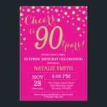 Invitation Hot rose et or Surprise 90e Anniversaire Diamond<br><div class="desc">Surprise 90e anniversaire Invitation avec Hot Pink et Gold Parties scintillant Arrière - plan diamant. Confetti d'or. Anniversaire adulte. Hommes ou Femmes Anniversaire. Pour plus de personnalisation,  cliquez sur le bouton "Customiser" et utilisez notre outil de conception pour modifier ce modèle.</div>