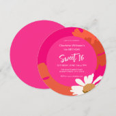 Invitation Hot rose et orange Floral Seize Anniversaire (Devant / Derrière)