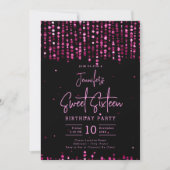Invitation Hot rose Falling Stars Sweet 16 Anniversaire (Devant)