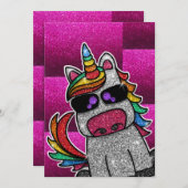 Invitation Hot rose fête d'anniversaire Rainbow Parties scint (Devant / Derrière)