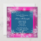 Invitation Hot rose flocon de neige Sweet 16 Masquerade Party (Dos)