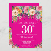 Invitation Hot rose Floral Surprise 30e anniversaire Invitati (Devant / Derrière)