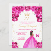 Invitation Hot rose foncé Peau princesse Anniversaire (Devant)