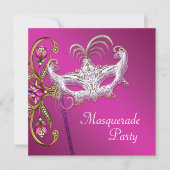 Invitation Hot rose Fuchsia Pink Masquerade (Devant)