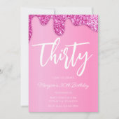 Invitation Hot rose Girly Parties scintillant 30e fête d'anni (Devant)