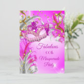 Invitation Hot Rose Gold Masquerade Party Fabrique Anniversai (Debout devant)