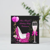 Invitation Hot rose Gold Parties scintillant Black Anniversai (Debout devant)