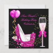 Invitation Hot rose Gold Parties scintillant Black Anniversai (Devant)