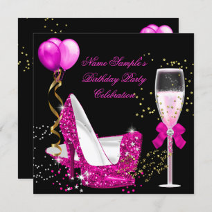 Invitation Hot rose Gold Parties scintillant Black Anniversai