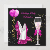 Invitation Hot rose Gold Parties scintillant Black Anniversai (Devant)
