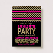 Invitation Hot rose & Gold Parties scintillant Chevron Bachel
