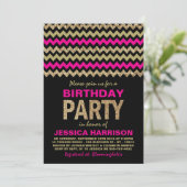 Invitation Hot rose & Gold Parties scintillant Chevron fête d (Debout devant)