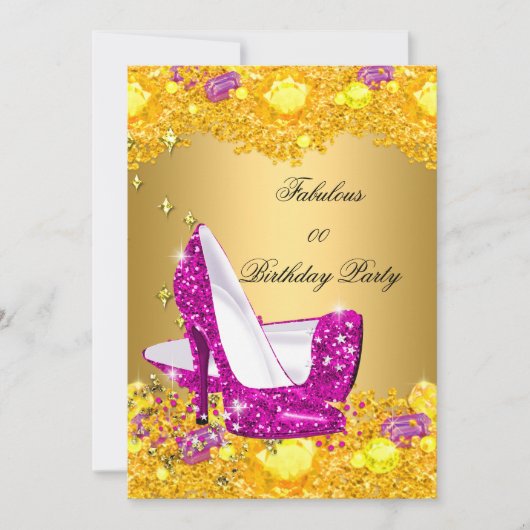 Invitation Hot rose Gold Parties scintillant talons hauts Fab (Devant)